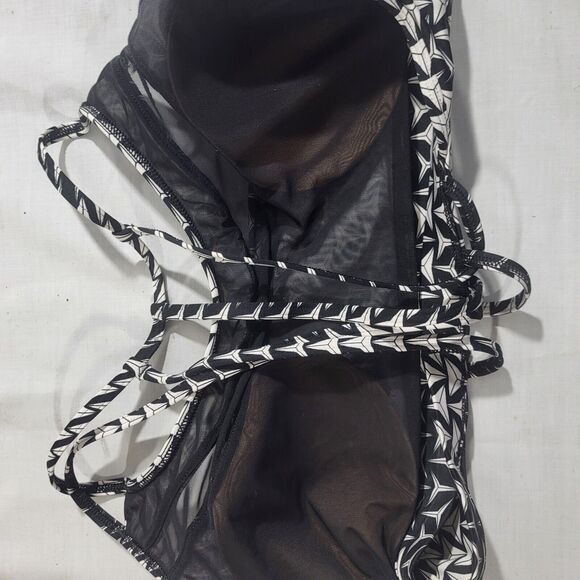 Victorias Secret Sport Black/White Strappy Back Sports Bra Size Large - Picture 6 of 6